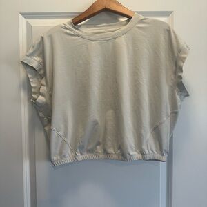 lululemon athletica wide sleeve gathered hem t-shirt in bone